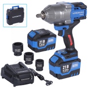 гайковерт аккумуляторный, 1/2", 21 в, 1500 нм, 2 аккумулятора 6 a и зарядное устройство, в кейсе nordberg ne806k-1/2