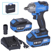 гайковерт аккумуляторный, 1/2", 21 в, 500 нм, 2 аккумулятора 4 a и зарядное устройство, в кейсе nordberg ne802k