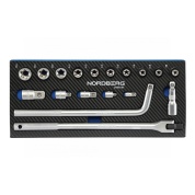 набор головок 1/2" в ложементе, 18 предметов для тележки nordberg 2496018t