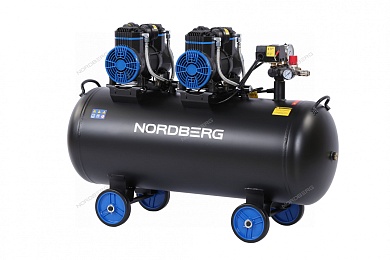 компрессор безмасляный 220 в, ресивер 125 л, 500 л/мин nordberg nceo120/500