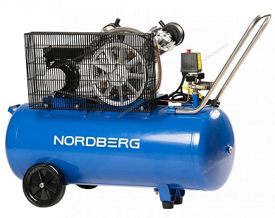 nordberg компрессор nce100/360 2-х поршн., ременной, чугунная головка, 220в, ресив. 100л, 320л/мин
