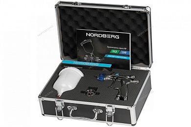 краскопульт lvmp с верхним бачком, сопло 1,4 мм, алюминиевый кейс nordberg np7017