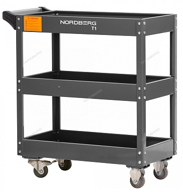 тележка инструментальная, 3 полки, серая nordberg t1(g)