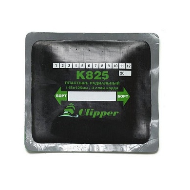 clipper заплата k825 кордовая для боковых порезов (серый адгезивный слой) 115*125мм (3 слоя корда)
