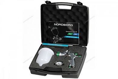 краскопульт hvlp с верхним бачком, сопло 1,4 мм, пластиковый кейс nordberg np7514