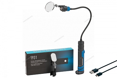 фонарь светодиодный гибкий, аккумуляторный, 3,7 в, с 2-мя зеркалами nordberg 1931