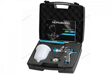 краскопульт lvmp с верхним бачком, сопло 1,3 мм, пластиковый кейс nordberg np7513