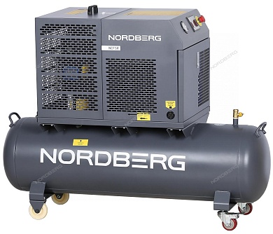 компрессор винтовой, 4 квт, 10 бар, 450 л/мин, ресивер 180 л, ip54 nordberg ncf5r