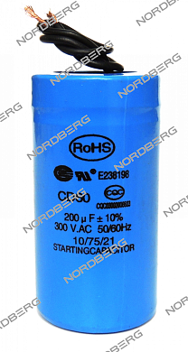 конденсатор 200mf (пусковой) nordberg pj-hsdr-0100001