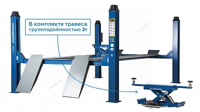 подъемник 4-стоечный 4.5 т, c ручной траверсой 2 т n423, 380 в, синий 4445j_mb(m)