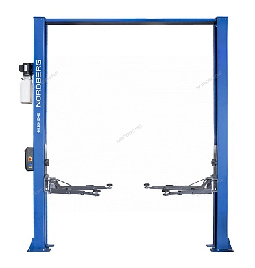 подъемник двухстоечный 4 т, верхняя синхронизация, с электростопорами, h=4 м, 380 в, синий nordberg n4120h1e-4b_3+2_380