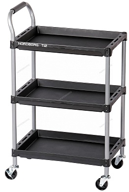 тележка инструментальная, 3 пластиковые полки nordberg t12