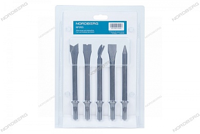 nordberg набор насадок для пневмозубила np5905, 5 шт с шестигранным хвостовиком