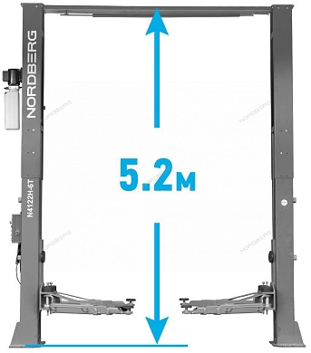 подъемник двухстоечный 6 т high, верхняя синхронизация, 380 в, серый nordberg n4122h1e-6g_380