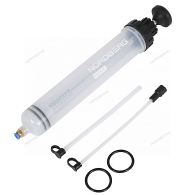 шприц для заливки масла пластиковый с комплектом насадок, 500 мл nordberg no1550
