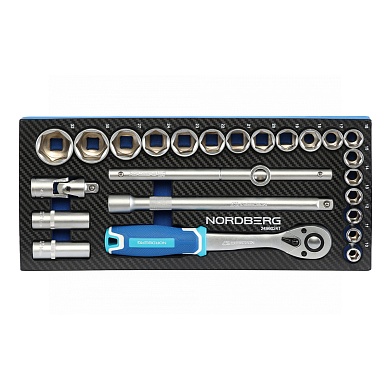 набор головок 1/2" в ложементе, 24 предмета для тележки nordberg 2496024t